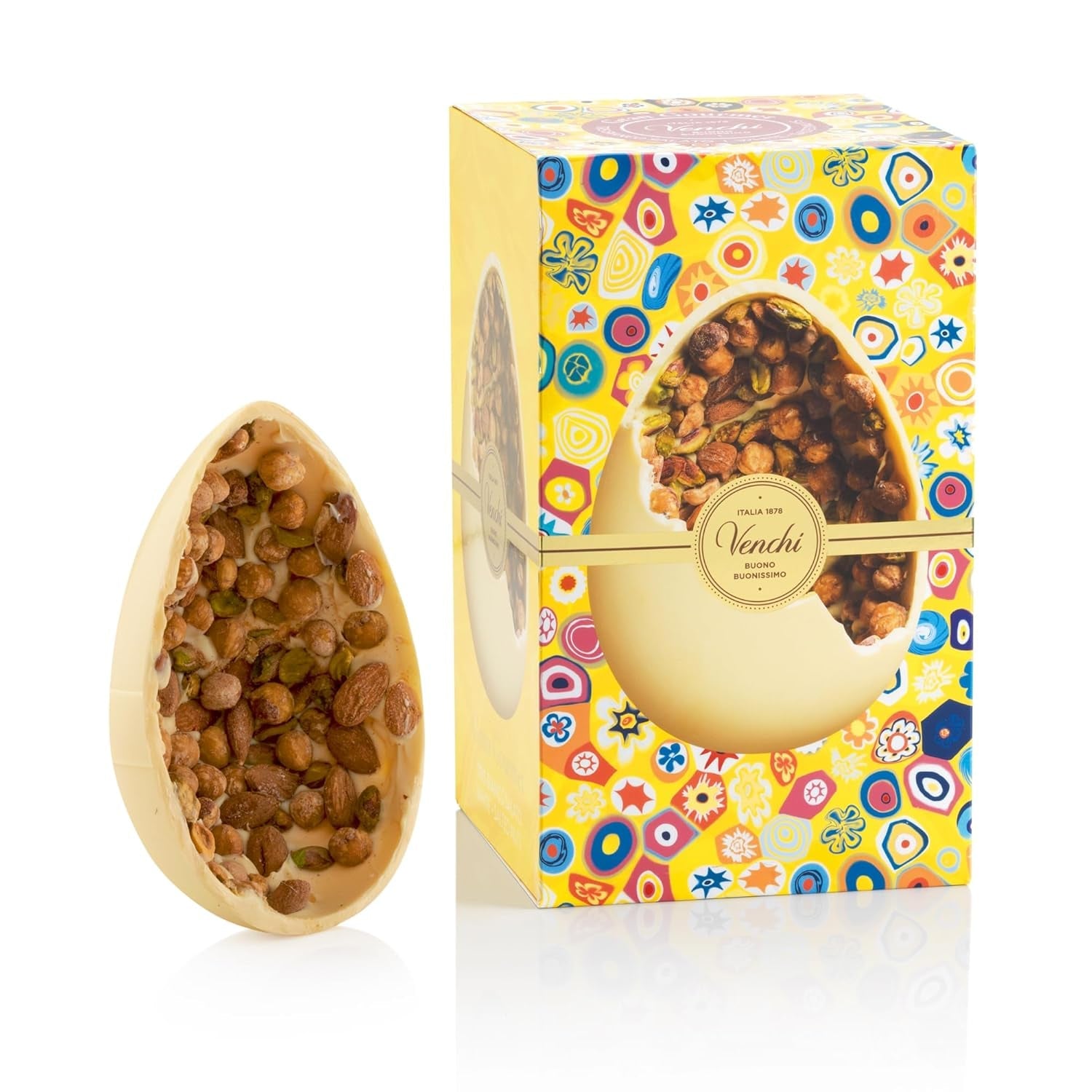 Venchi - Chokladägg, pistagesmak, med hel pistage, med överraskning, glutenfri, 500g, påskkollektion, presentidé