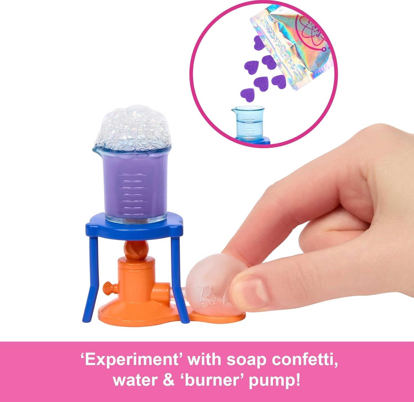 Barbie Scientist-docka och tillbehör med moderiktig blond docka, labbbord, mikroskop, färgskiftande bägare och petriskål, JCR70