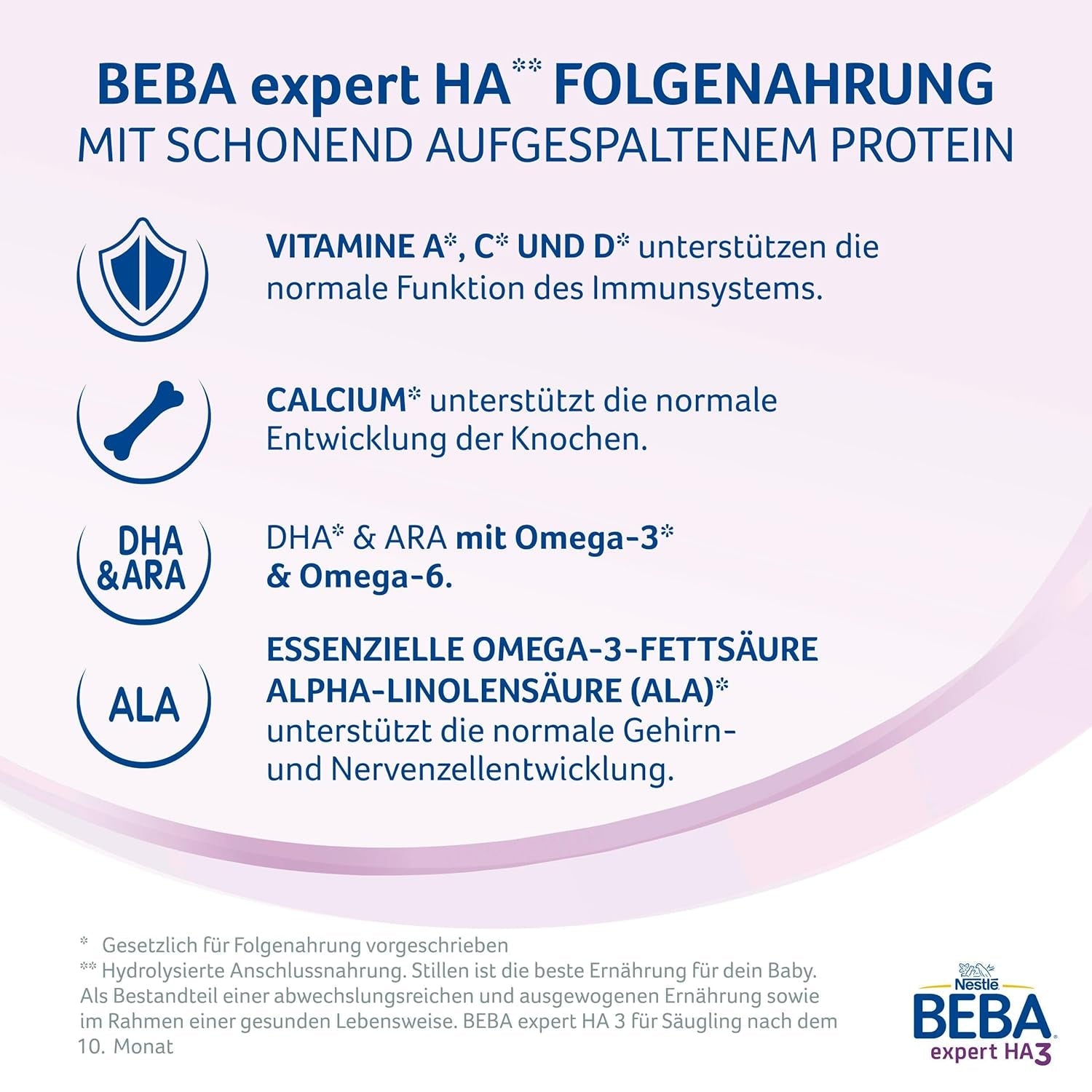BEBA expert HA 3 Hydrolyserad fortsättningsformel, från 10 månader, 1 förpackning (1 x 550 g)