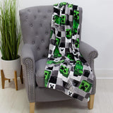 Character World Minecraft Official Fleece Filt | Scribble Design Vändbar 2 sidor, supermjuk, varm filt Sängar och filtar Besuche den Character World-Store