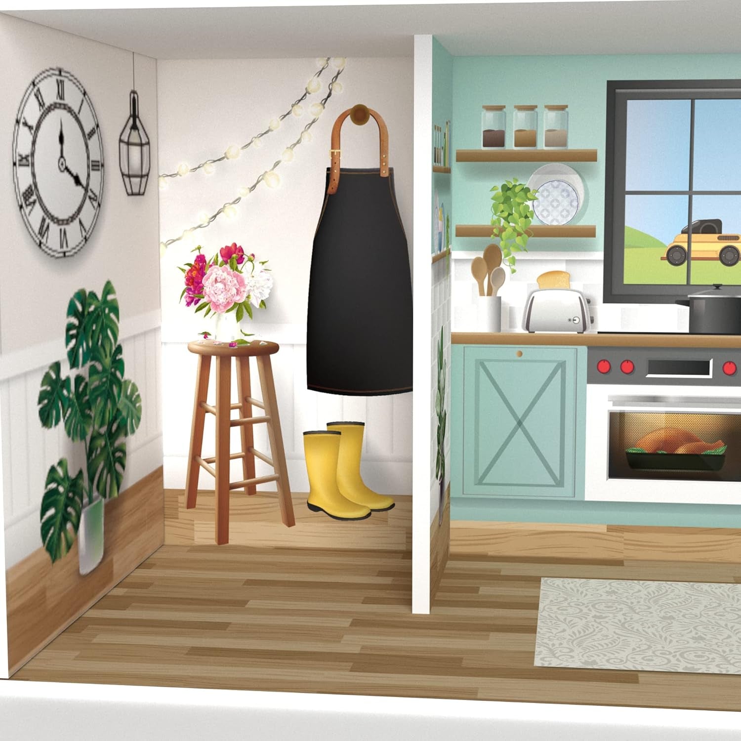 Olivia'S Little World Drömland Farmhouse Barn Interaktivt dockhus i trä 3 våningar med 13 dockmöbler Tillbehör Vit TD-13632A Dockhus Naty Shop