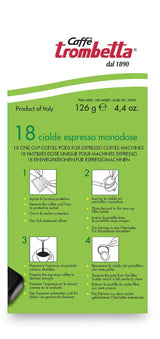 Caffè Trombetta ESE Kaffeepads, Italien Kaffee, Richhaltiges Aroma och samtiger Gesmack Biologisch - 1 Packungen zu je 18 Kaffeepads