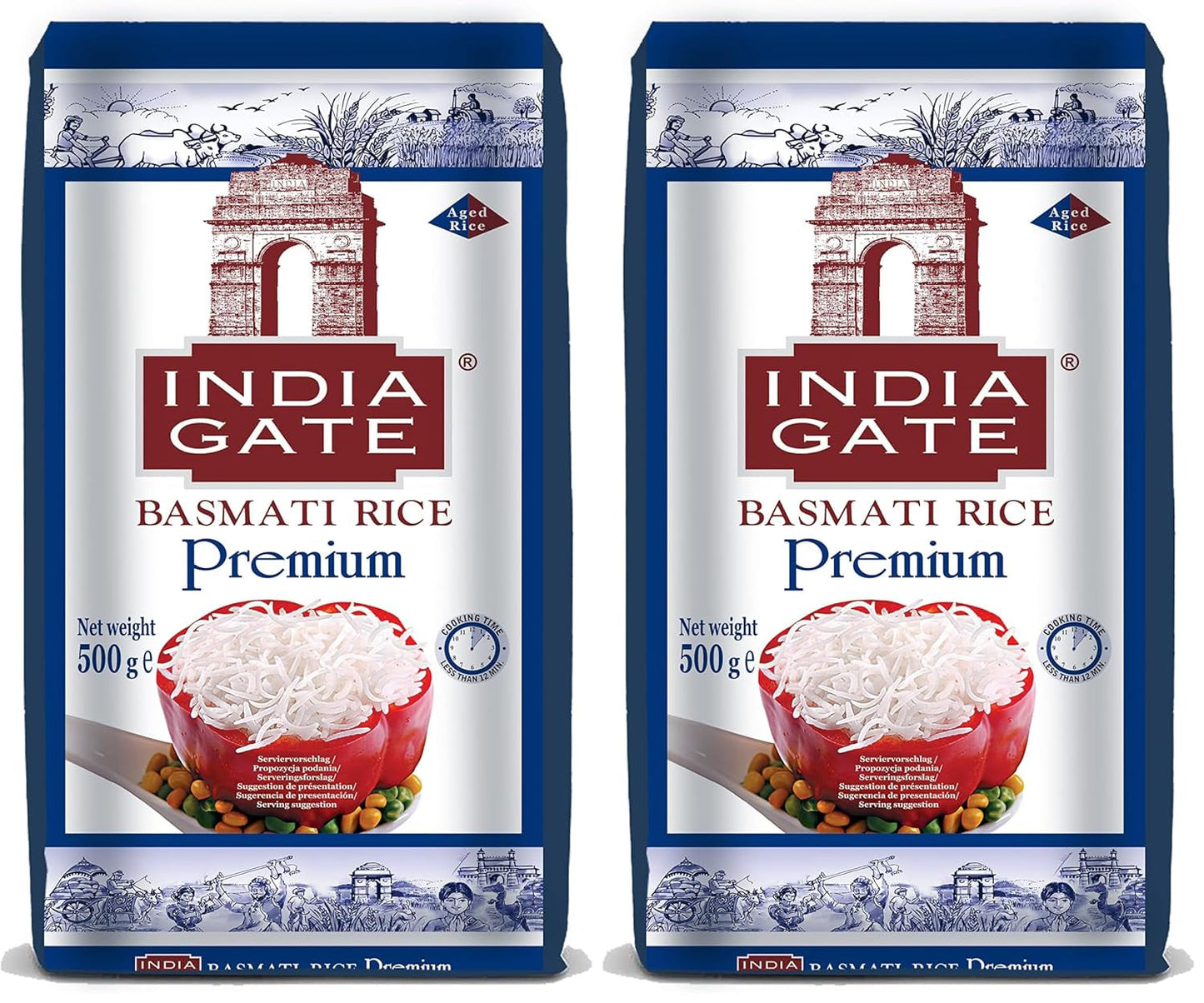 INDIA GATE Premium Basmatiris – Aromatiskt, fint långkornigt ris från Indien, fint långkornigt (1 x 500 g)