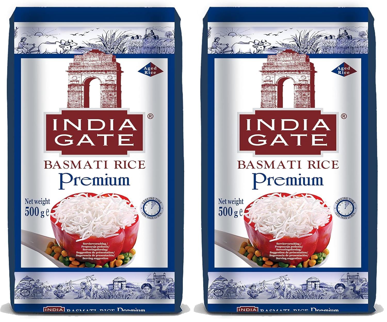 INDIA GATE Premium Basmatiris – Aromatiskt, fint långkornigt ris från Indien, fint långkornigt (1 x 500 g)