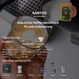 Santos | Kaffebönor 2500g - 100% Arabica från Brasilien | för espresso, cappuccino eller starkt filtrerat kaffe | Omni Roast | Klassiskt kaffe - den perfekta introduktionen till specialkaffe