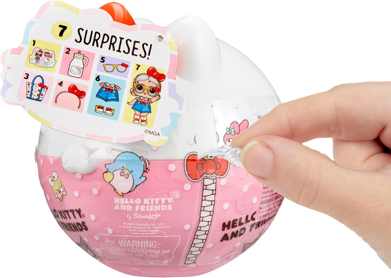 L.O.L. Överraskning! Älskar Hello Kitty and Friends - 1 docka med 7 överraskningar, slumpmässigt urval, 8 tots att samla in, present till barn 4+, Pink Naty Shop Dolls