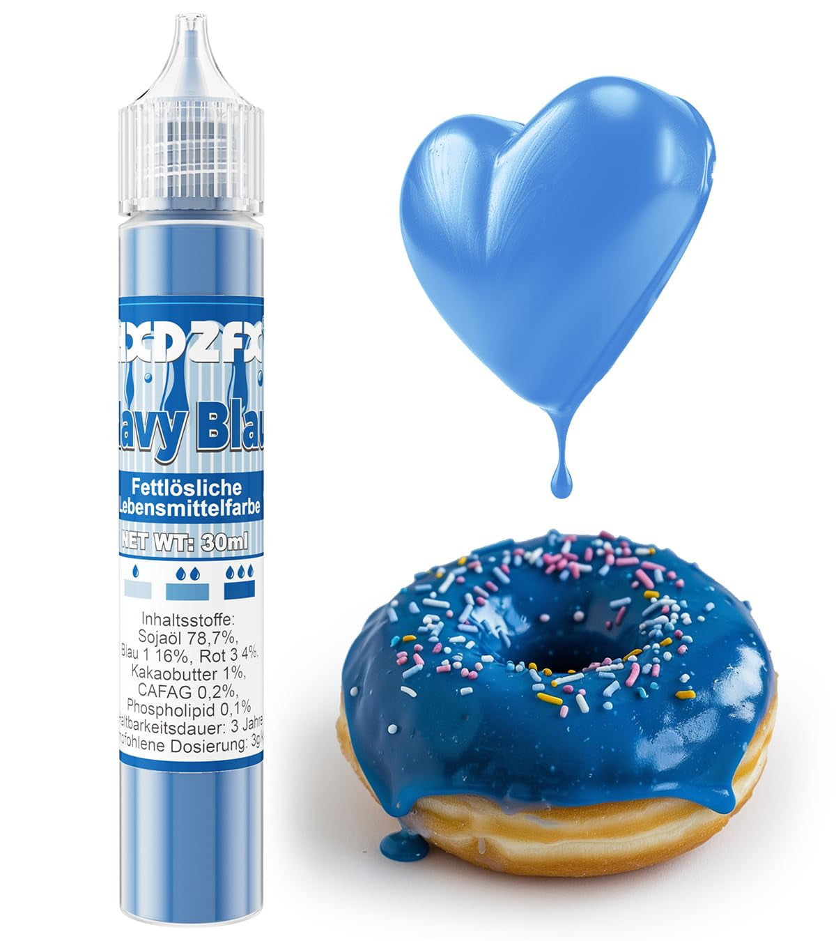 Fettlöslig matfärgning - 30 ml koncentrerad oljebaserad matfärgning för choklad matfärgningsset för tårtdekorering, fondant, smörkräm, bakning, hantverk (marinblå)