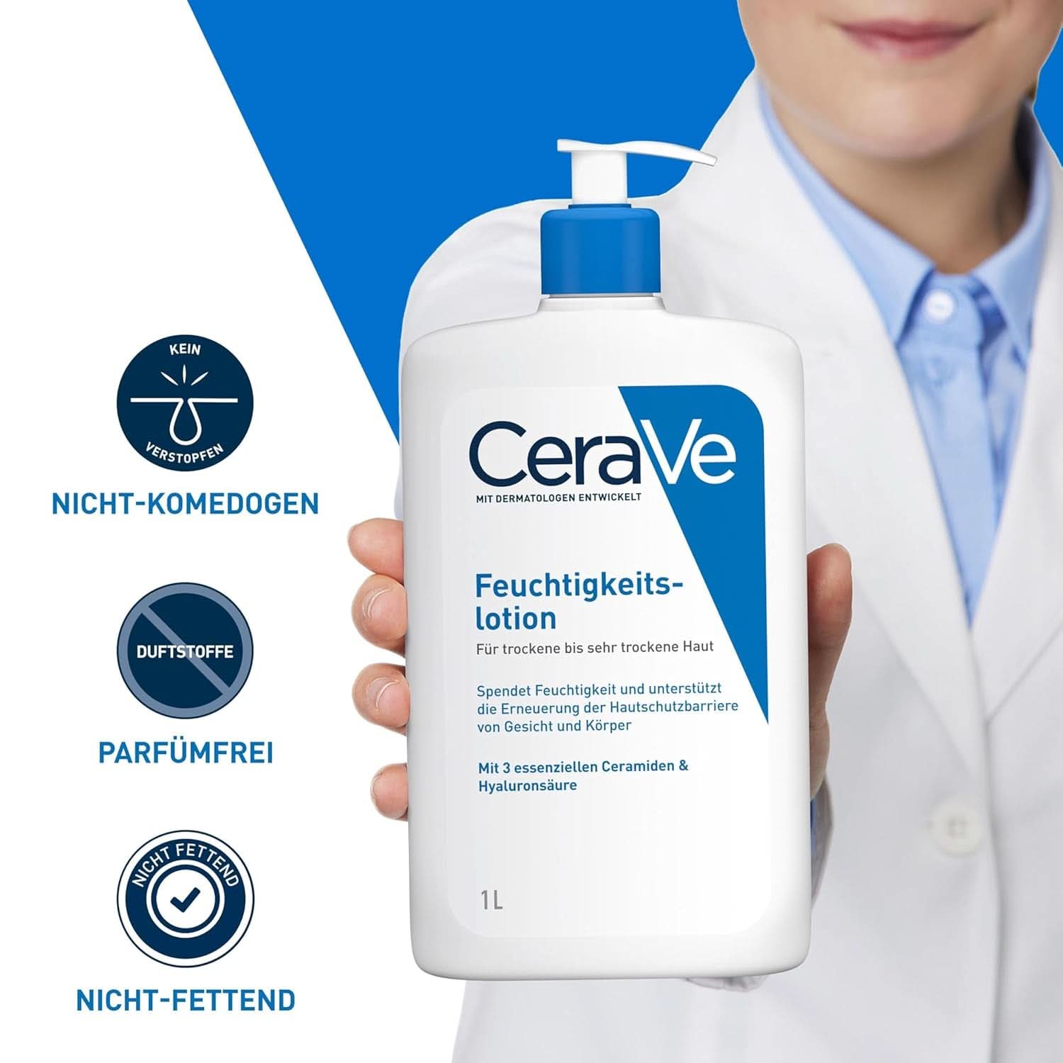 Cerave Moisturizing lotion för kropp och ansikte, 1 liter Cosmetics and Beauty Naty Shop