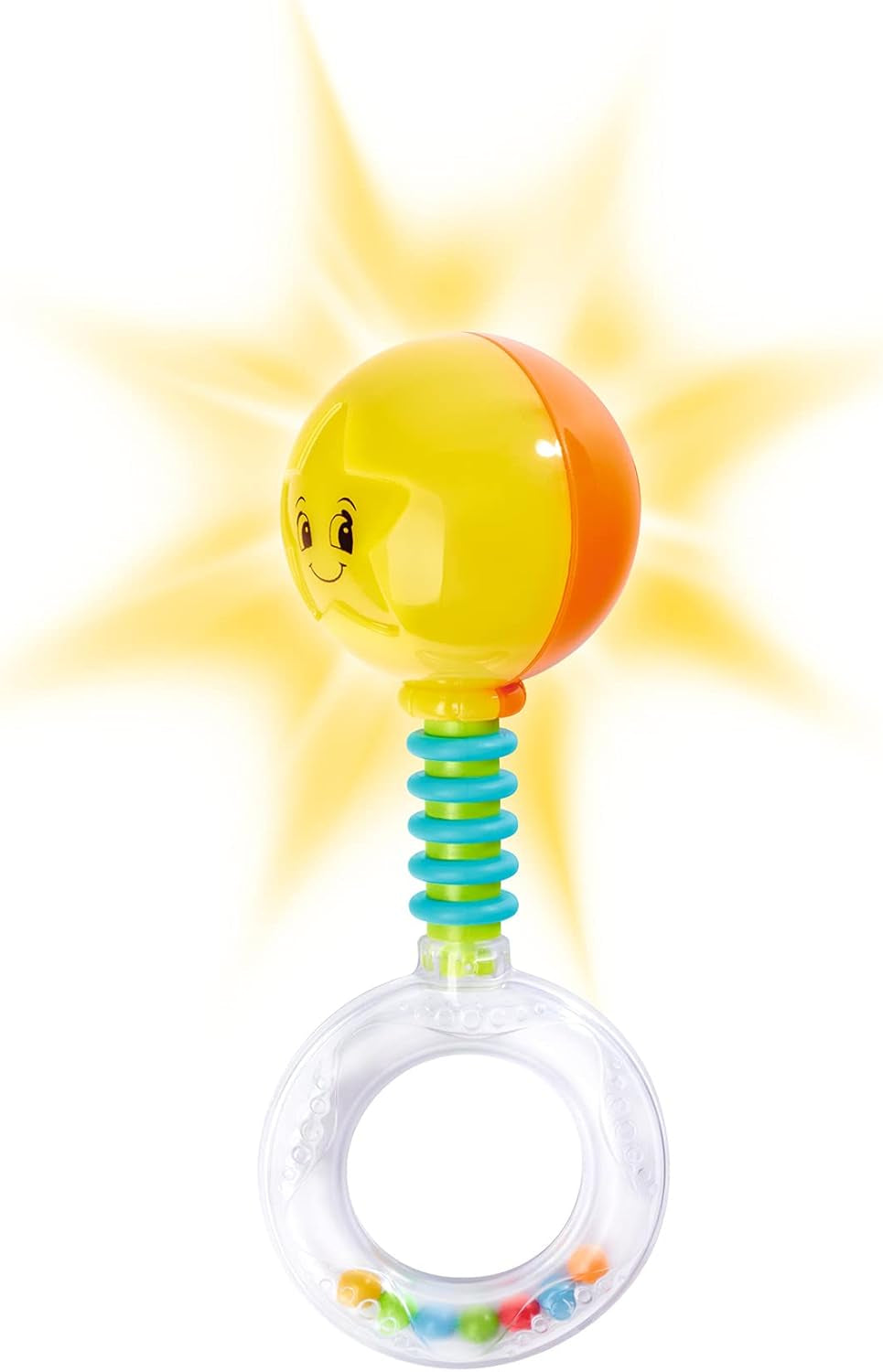 Simba 104010060 - Rattle ABC tänds, lyser vid skakning, 14cm, leksak för bebisar, skallra för bebisar, första utrustning, från 3 månader, gul Jucarii Bebe Naty Shop