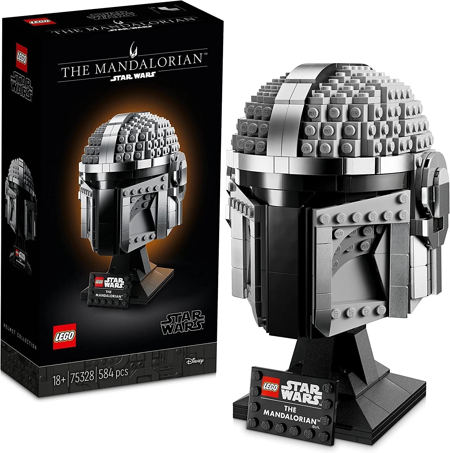 LEGO Star Wars Mandalorian hjälm modell, insamlingsrum dekoration och en underbar present för vuxna, kit, män, kvinnor, mamma, pappa, samling presentidé 75328 Byggset Besuche den LEGO-Store Single