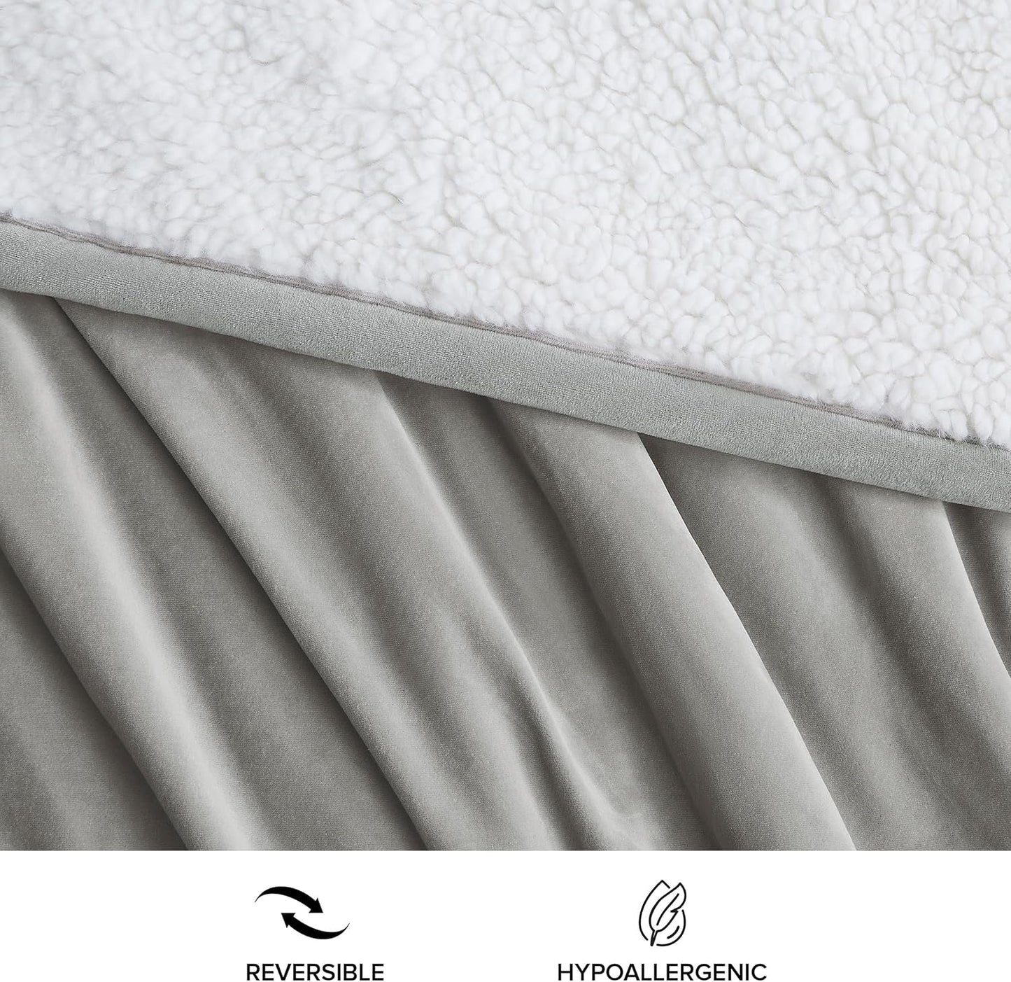 UGG 01465 Bliss Sherpa Slängfilt Helt vändbar för soffa eller säng Kan tvättas i maskin Lättskött Mjuk plysch Överdimensionerade lyxfiltar 178 X 127 cm Seal Naty Shop Täcken & täcken