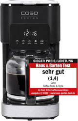 CASO Coffee Taste and Style espressomaskin med permanent filter, 1,5 l, optimal bryggtemperatur 92-96 °C, anti-droppsystem, optimerat brygghuvud, rostfritt stål, 12 koppar