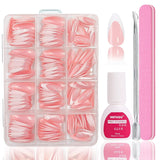 Ballerina lösnaglar set - 240 stycken Delikat lila rosa lösnaglar, heltäckande lim på lösnaglar, lösnagel tips set för manikyr och nagelkonst för kvinnor och flickor (lavendelrosa)