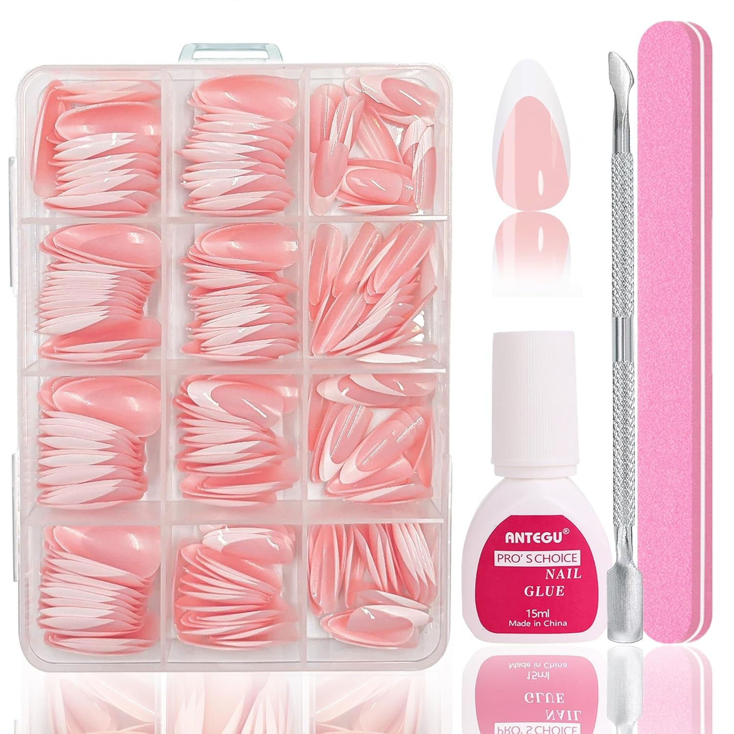 Ballerina lösnaglar set - 240 stycken Delikat lila rosa lösnaglar, heltäckande lim på lösnaglar, lösnagel tips set för manikyr och nagelkonst för kvinnor och flickor (lavendelrosa)