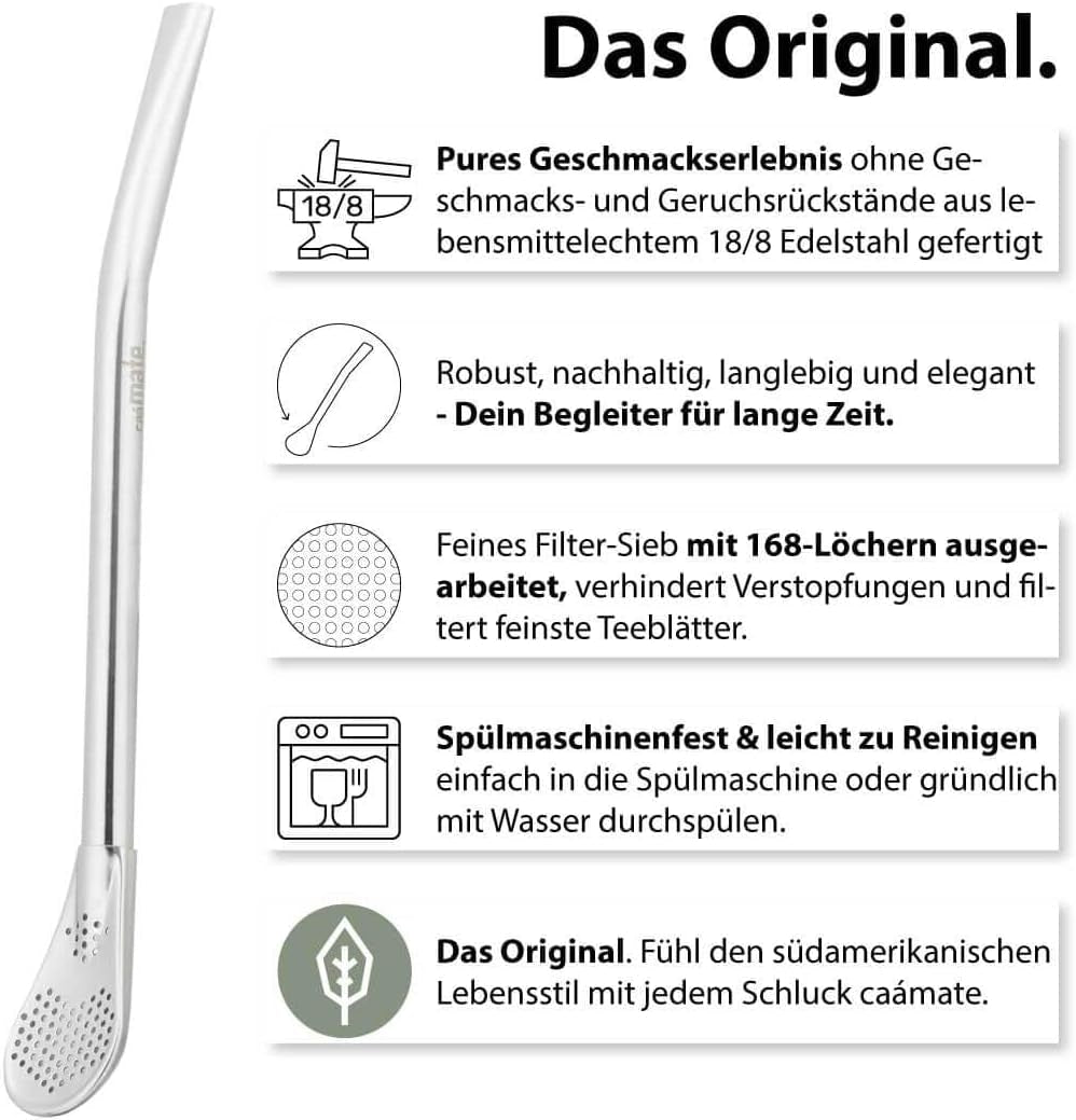 Mate Bio Tea Set ● 3 olika Mate + 2 dubbelväggiga Mate-koppar i rostfritt stål + 2 bombillor + förberedningsinstruktioner (svarta)