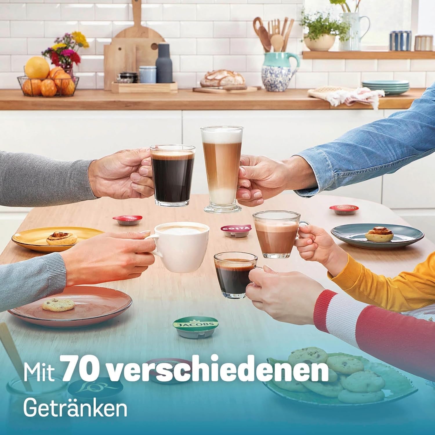 Bosch Tassimo finess TAS162E kapselespressomaskin, 70 drycker, intensivare kaffe med en knapptryckning, automatisk avstängning, hållbar, perfekt dosering, 1400 W, svart/svart