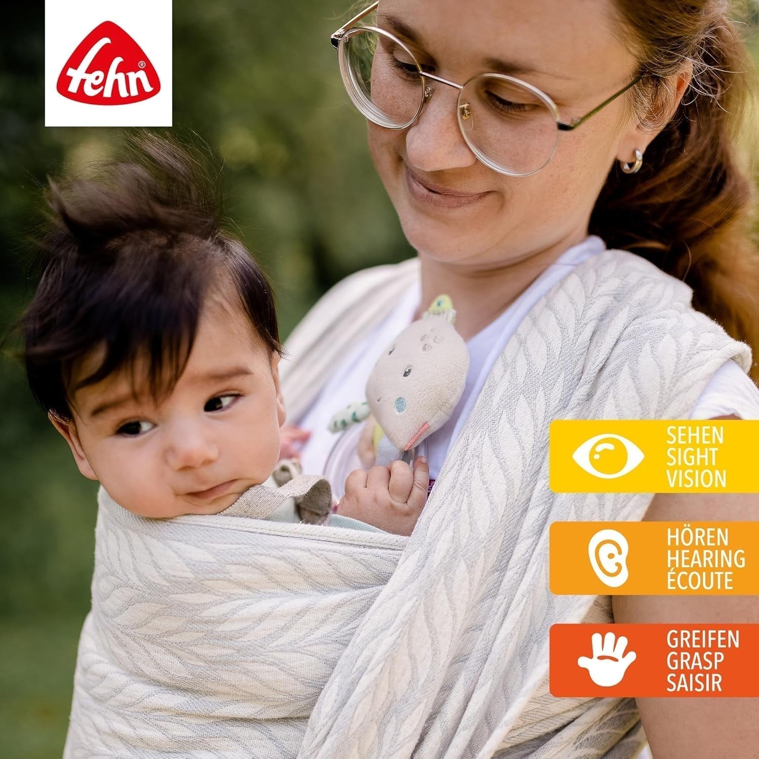 Fehn bläckfisk leksak ringklocka - skramla, gnissla, känna motorik leksak - plyschleksak för bebisar med mjukt tyg - leksak för bebisar och småbarn från 0+ månader Baby Toys Naty Shop