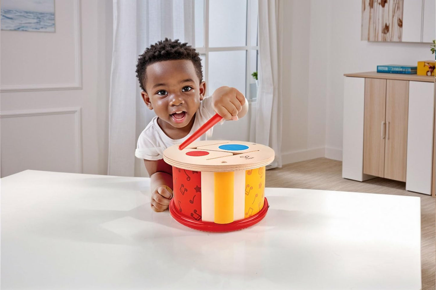 Hape dubbelsidig trätrumma | musikleksak för små barn Jucarii Bebe Naty Shop