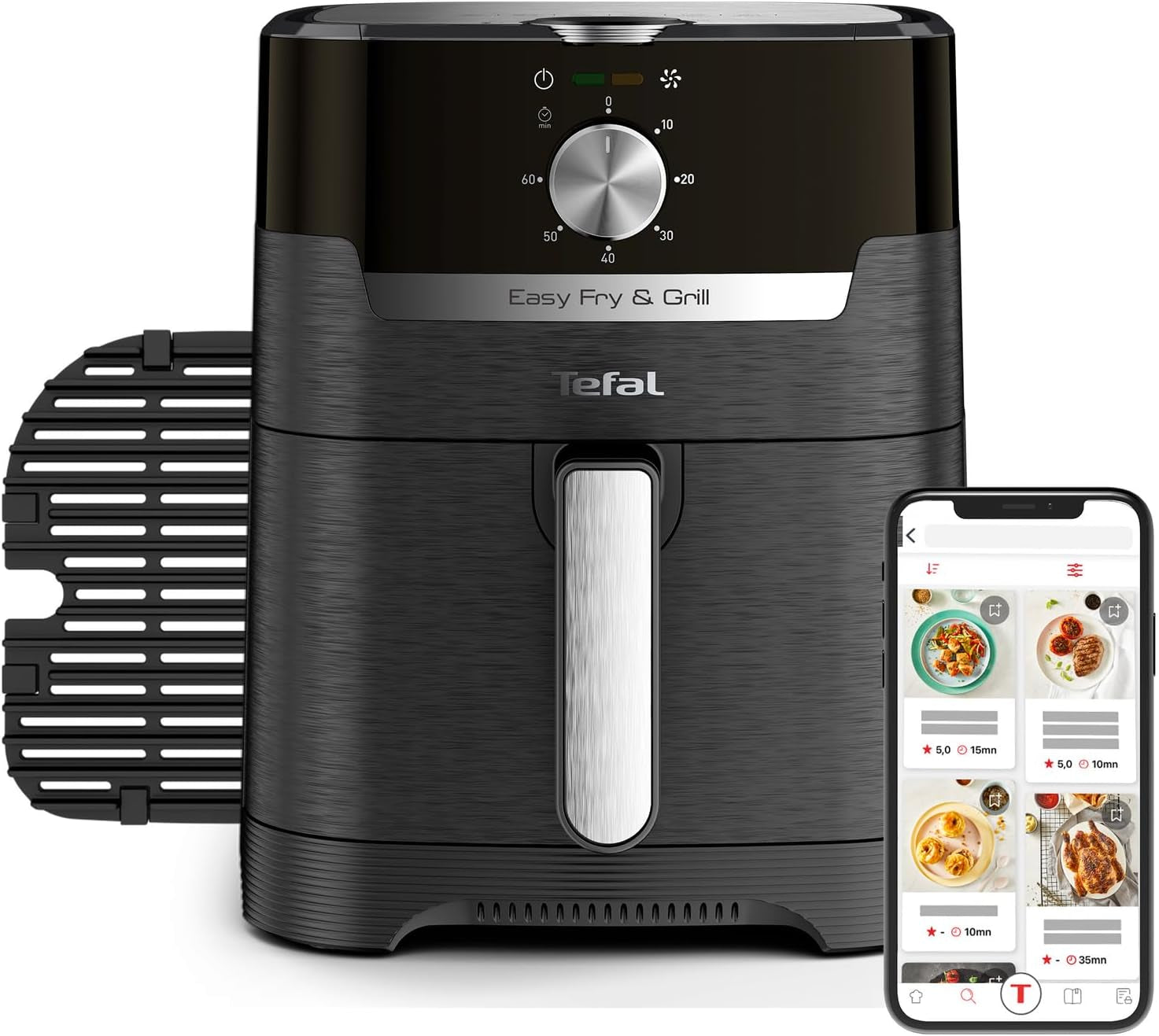 Tefal EY5018 Easy Fry & Grill Classic Air Fryer, 2 i 1-teknik (Air Fryer och Grill), XL, 4,2 liter för 6 portioner, 1550 watt Hushållsapparater Naty Shop