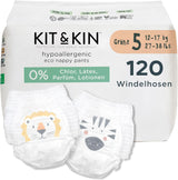 Kit & Kin Premium Eco-blöjor, storlek 4 (9-16 kg), 132 blöjor, växtbaserade och allergivänliga, pålitligt läckskydd, vegan och grymhetsfri