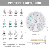 OLYCRAFT 24st Nagelschmuck Ringe Dangle Nail Art Zubehör Mit Nagelpiercing Tool Nagelbohrer Manueller Bohrer Aus Legierung Für Tips, Acryl, Gele Und Dekorationen