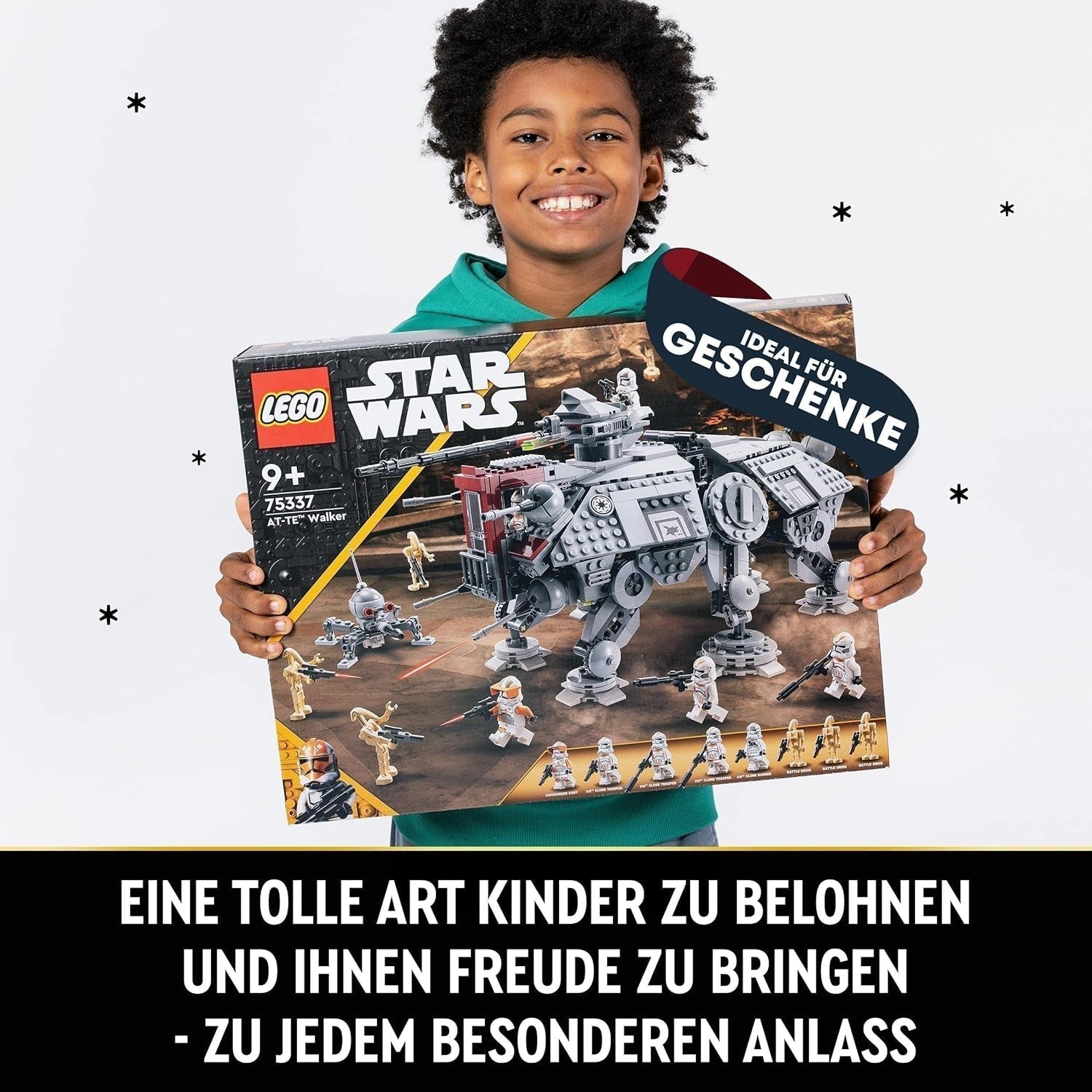 LEGO Star Wars At-Te Walker Mobilleksaksmodell Minifigur Set Inkluderar 3 Clone Troopers, Battle Droider och Dwarf Spider Droid 75337 Byggset Besuche den LEGO-Store