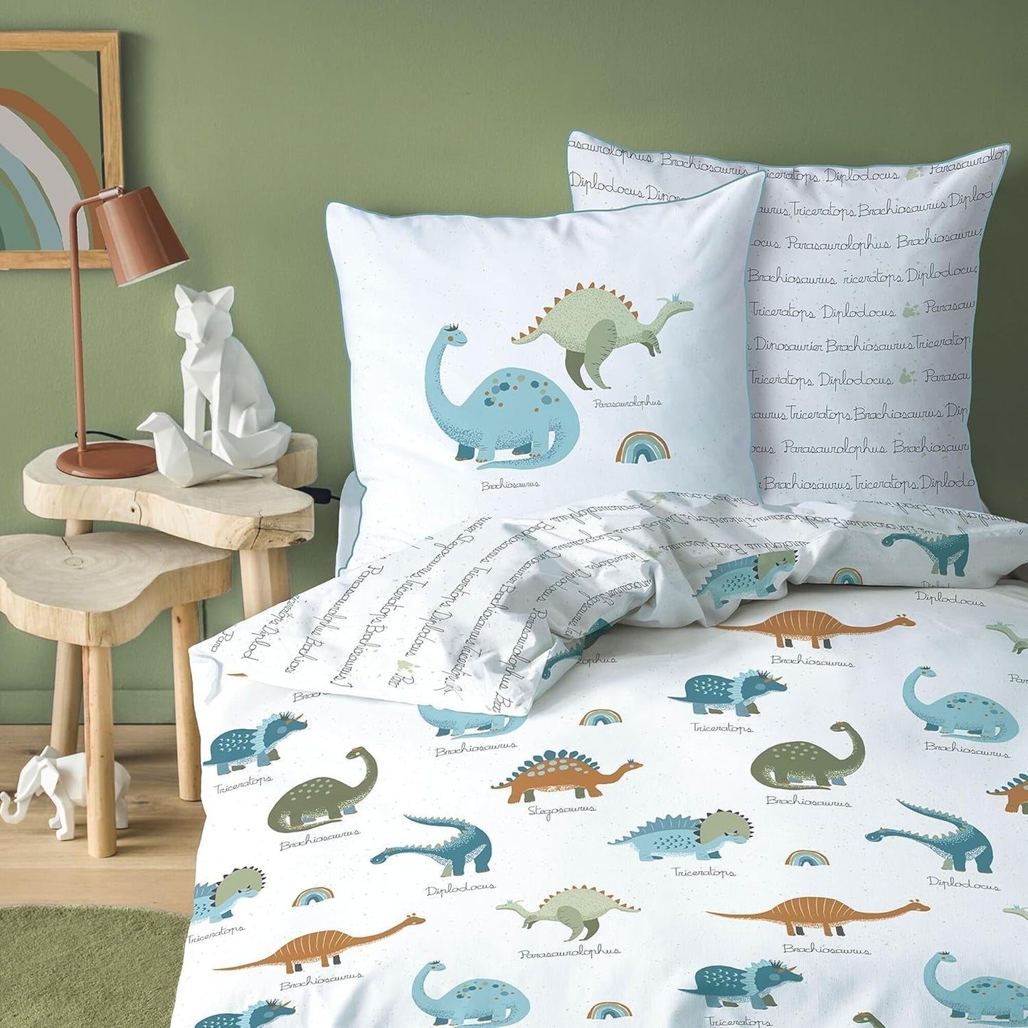 Barnsängkläder, räv, uggla och skogsdjur, 100% bomull Sängkläder - barn Naty Shop Dinosaurs