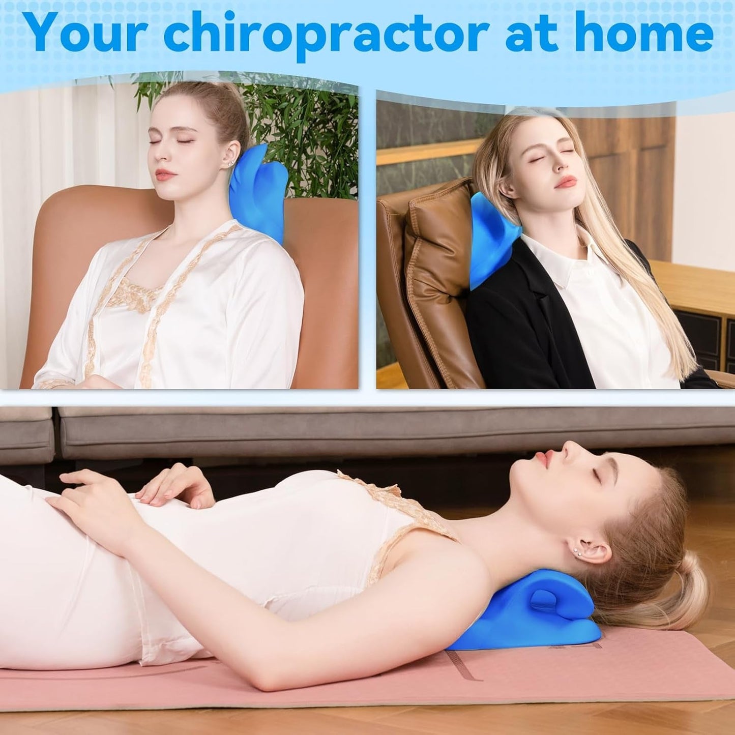 Neck Stretcher 2.0, Cloudy Neck Lefaya Neck Stretcher Ortopediskt test Vinnare Neck Stretcher för att lindra nacksmärta Premium Nack Puckel Nacke Moln Korrigerar hållning (blå) Cervikala ortopediska kuddar Naty Shop