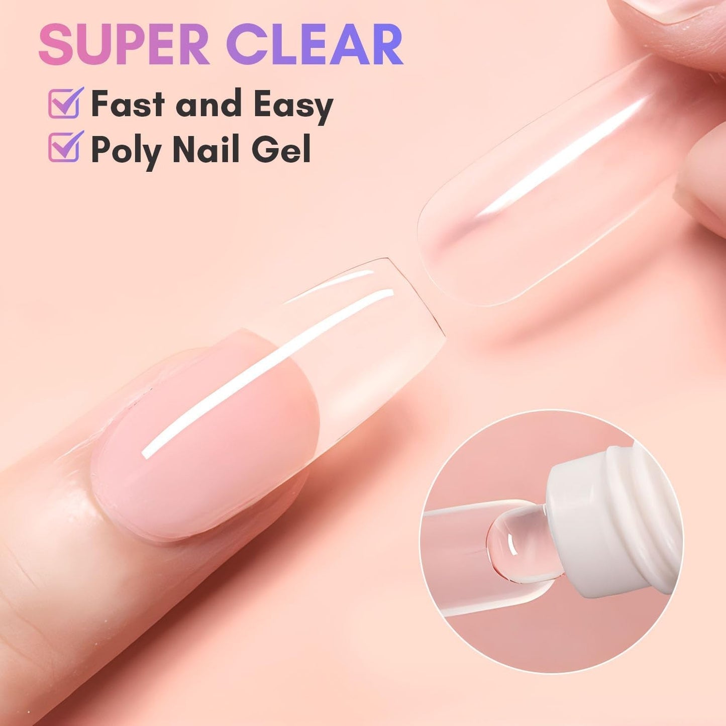 Makartt Poly Nail Extension Gel - 50 ML Extension Builder Akryl Poly Nägel Aufbaugel Extender Gel Für Gelnägel Für Nagelverlängerung, Nagelstärkung, Nail Art Dekoration(Transparent)