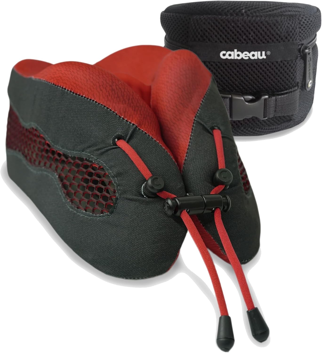 Cabeau Cool Long Haul Travel Kudde – Evolution Cool – Memory Foam med ventiler – Kompakt med väska (röd)