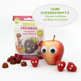 FRECHE FREUNDE Ekologiska fruktgeléer, äppel-, hallon- och risklubbor, fruktigt sött mellanmål för barn, glutenfritt, veganskt, paket med 20 (20 x 30 g)