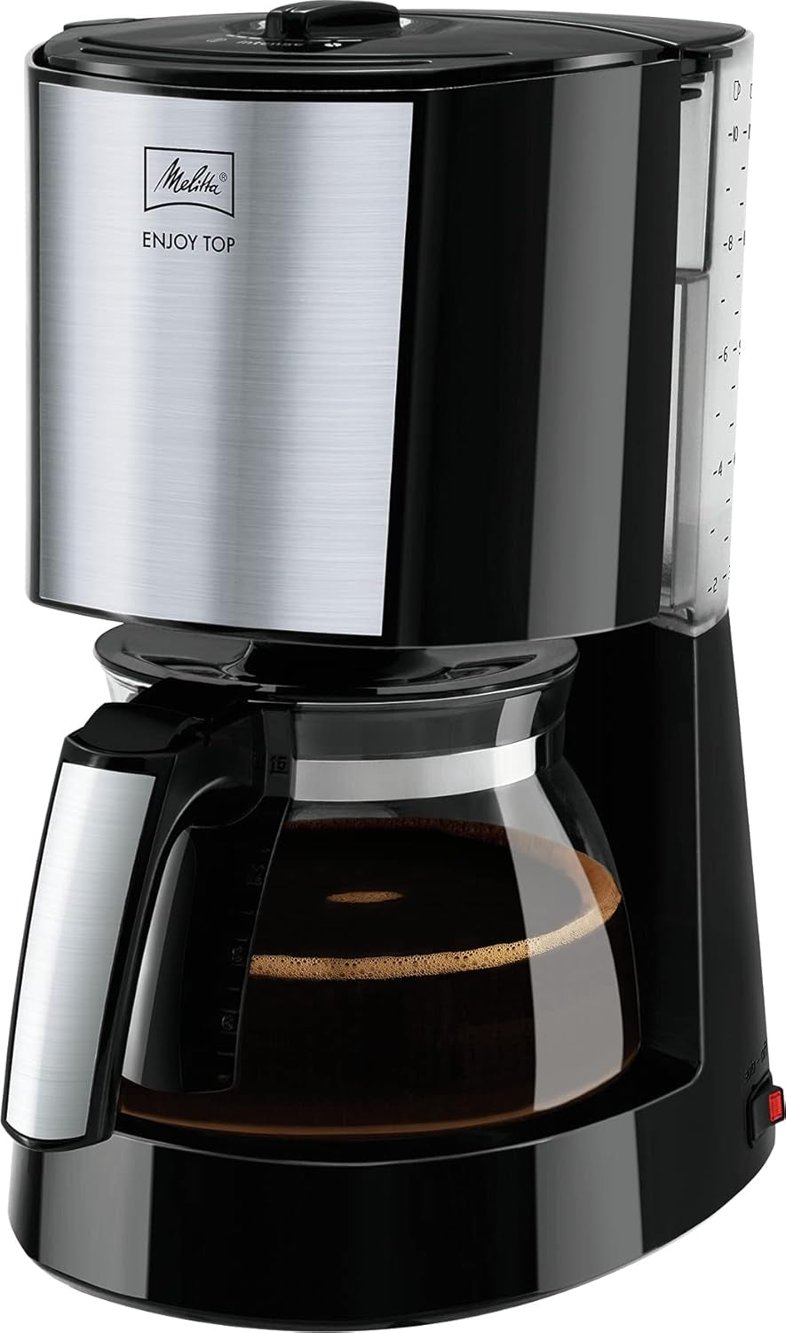 Melitta Enjoy Top Therm - Espressomaskin med filter och termokanna i rostfritt stål, för upp till 10 koppar kaffe, svart/rostfritt stål
