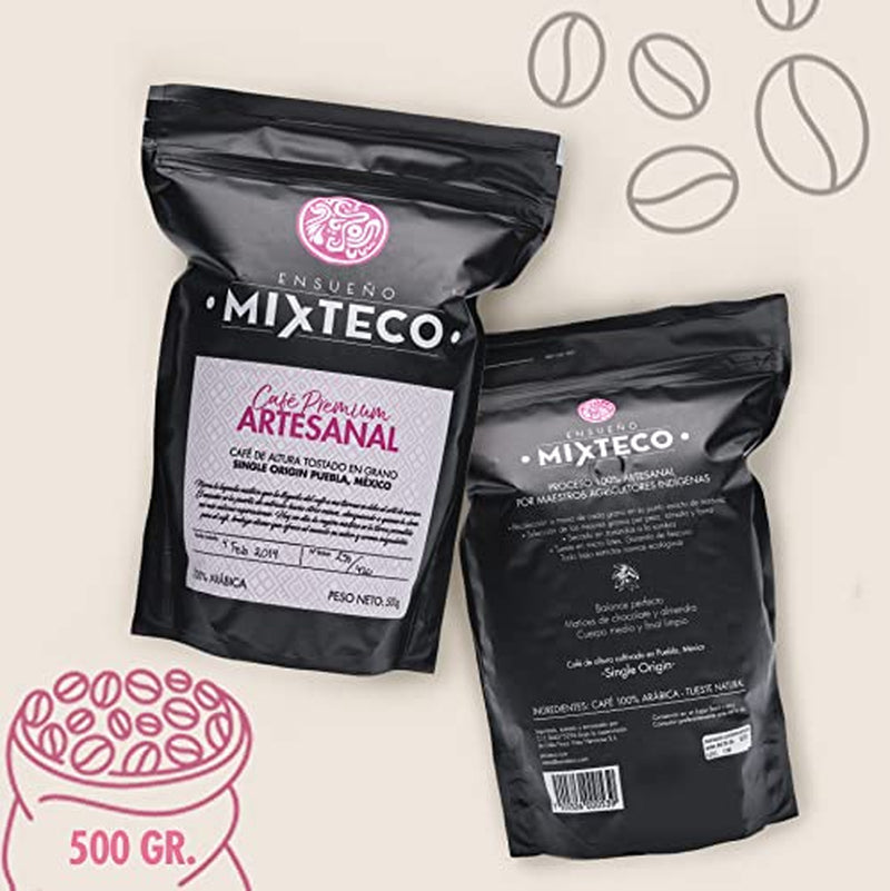 Rostade Arabica kaffebönor | 500 g med inslag av kakao och mandel | Från en traditionell kafferosteri | Delikat smak