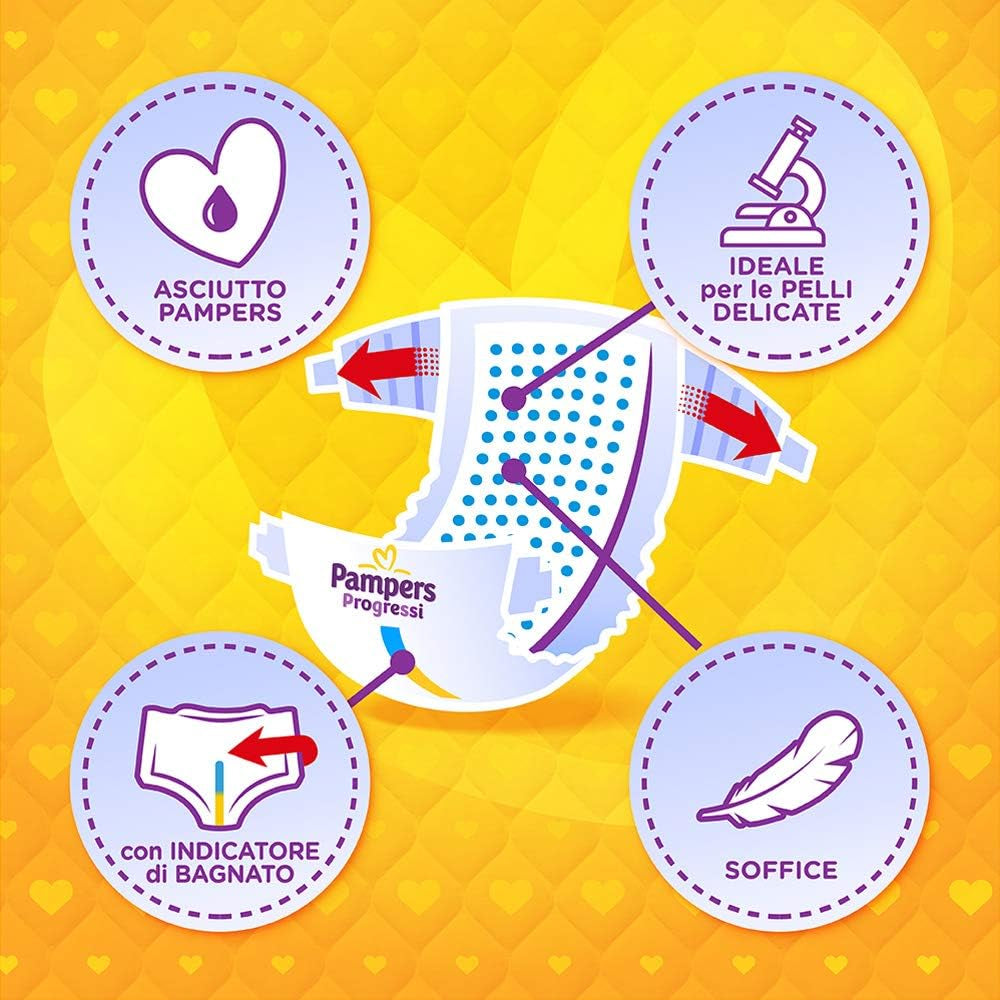 Pampers Progressi & Fit Prime Midi-blöjor, kortformat, 162 blöjor, storlek 3 (4-9 kg), onlinemedlemskap på gymmet i 1 månad som gåva