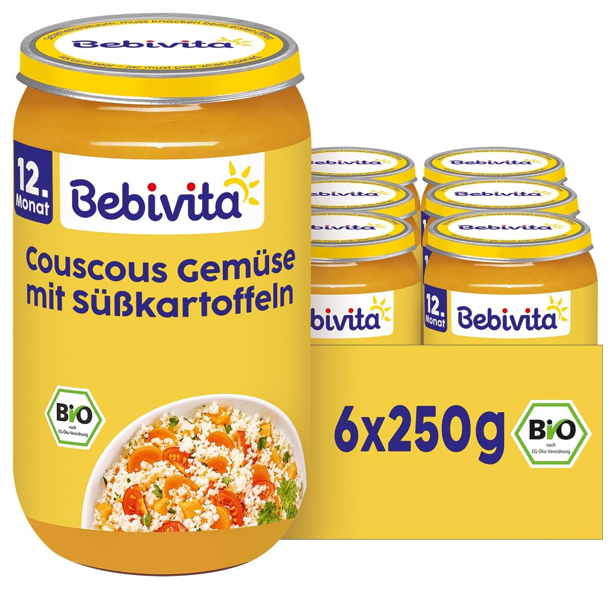 Måltider från 12 månader och framåt: Couscous och grönsaker med sötpotatis, 250g, 6 st (6 x 250g)