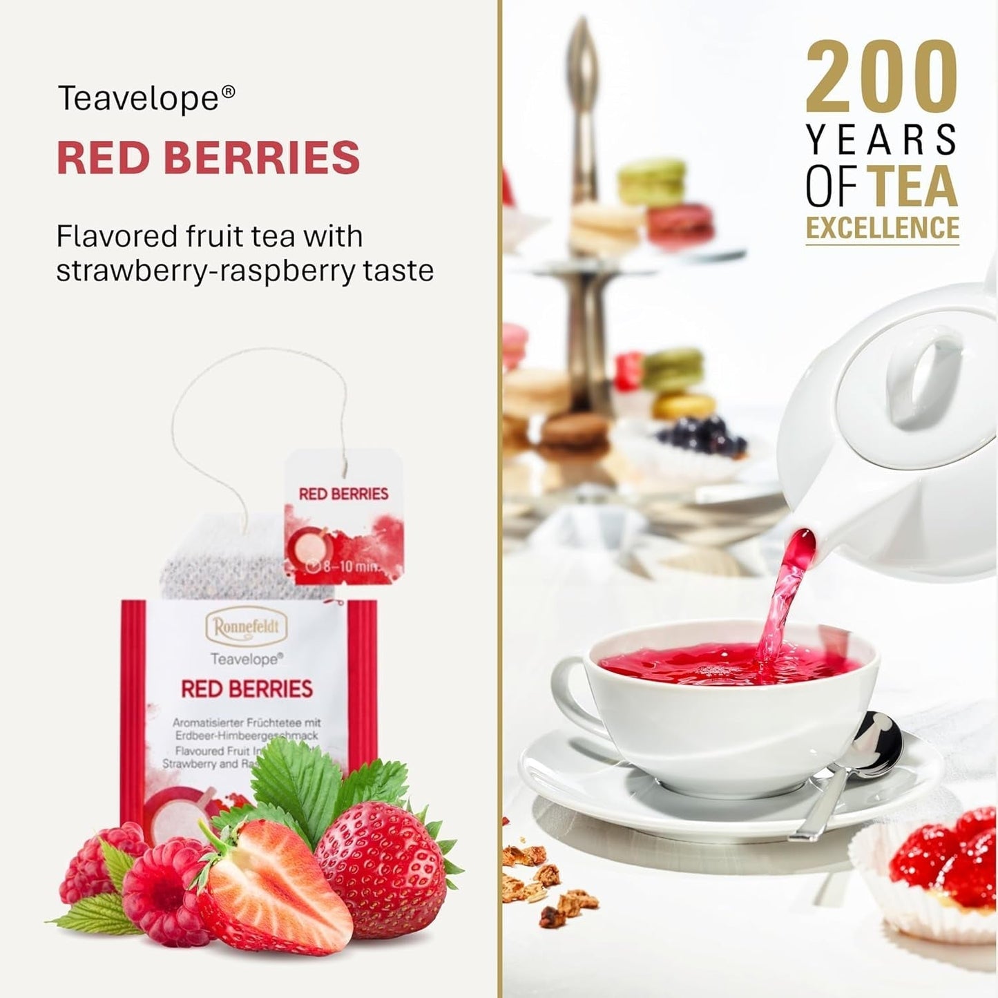 Teavelope "Red Berries" - fruktte med jordgubbs- och hallonsmak, 25 tepåsar, 62,5 g