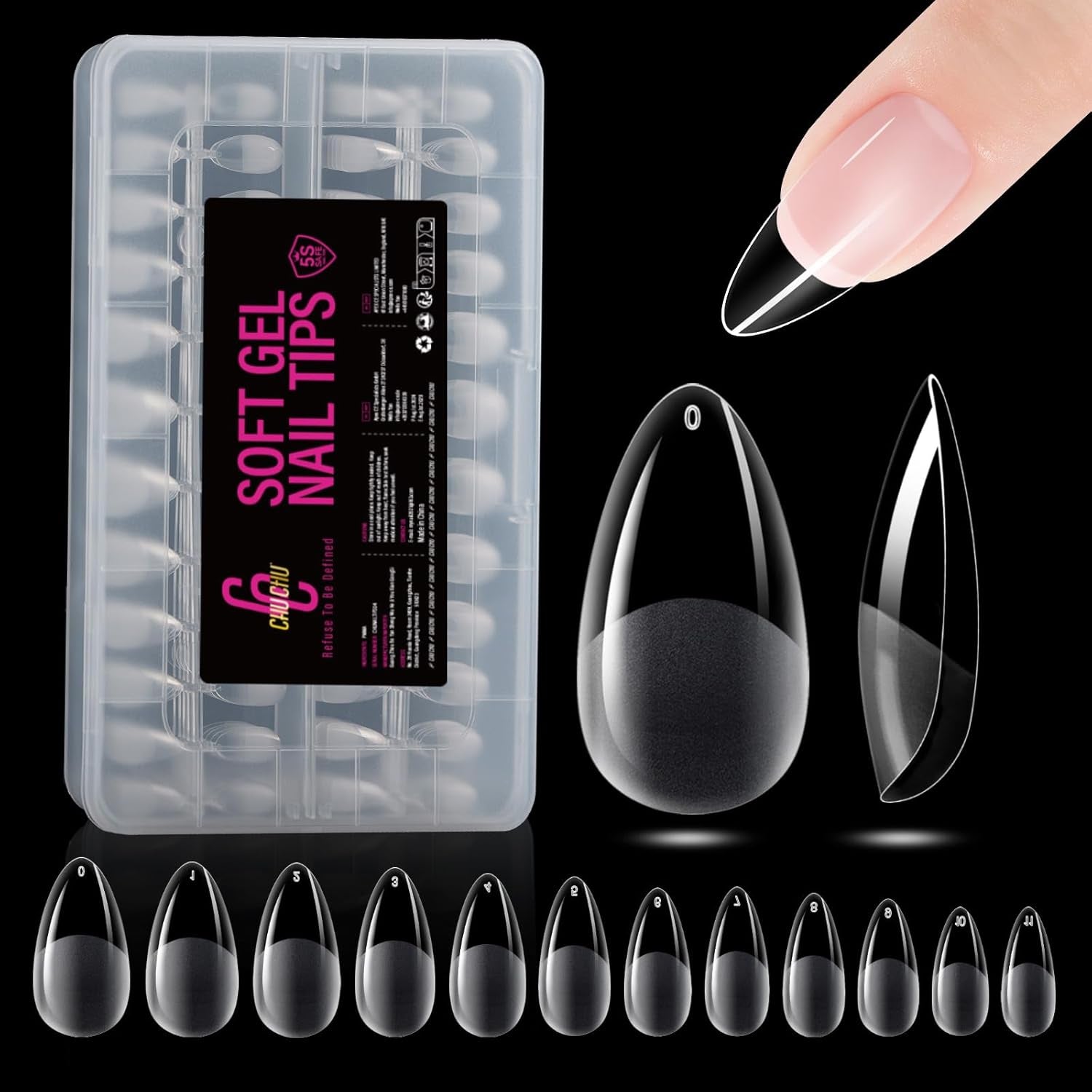 504st Ballerina Medium Gel Nageltyper: Gel Nail Tips PMMA False Nails Nagelförlängningar Konstgjorda naglar 12 storlekar