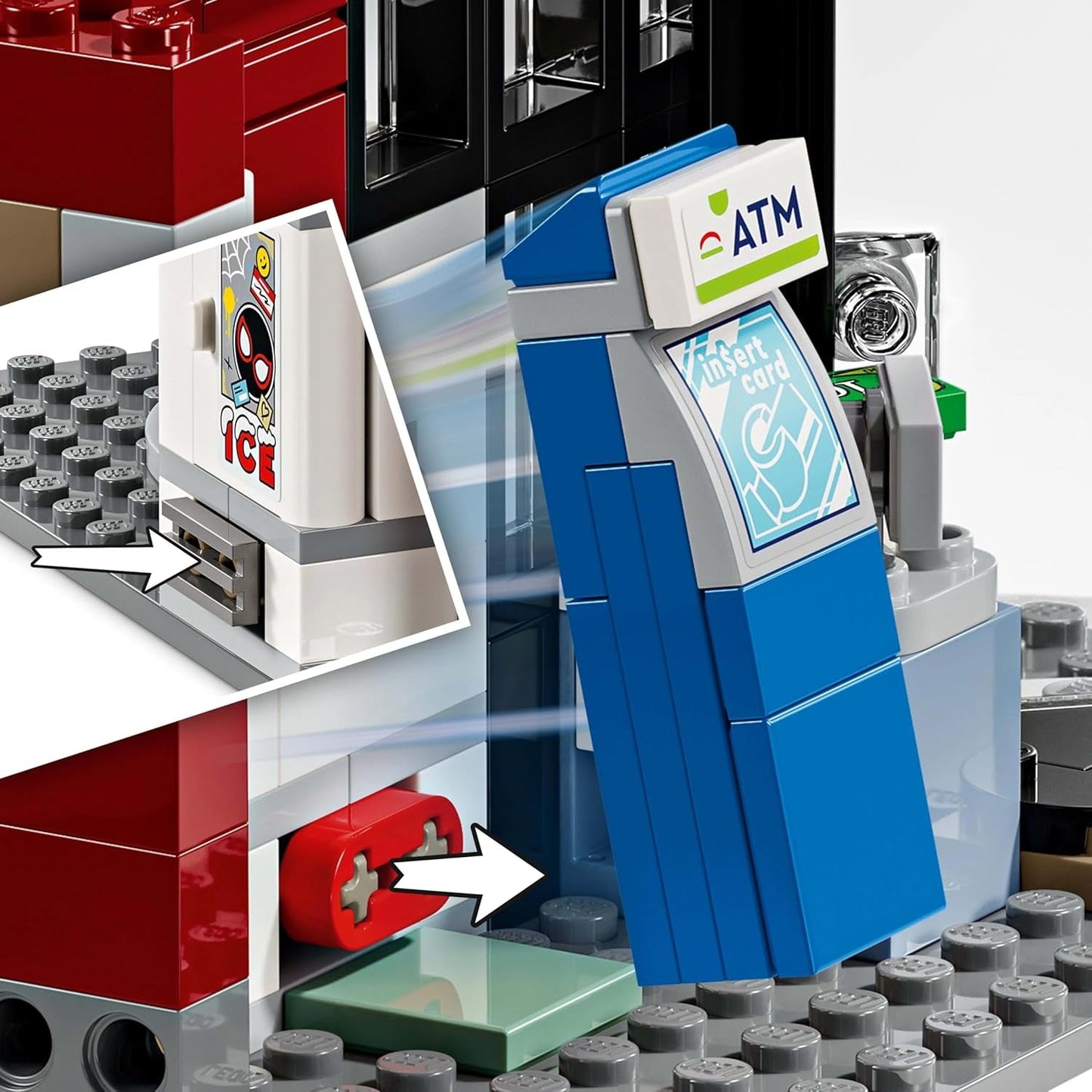 LEGO Marvel Spider-Verse: Miles Morales vs. Spot - Superhjältelekset med leksaksbil - 4 minifigurer och minimarknad - Present till pojkar och flickor i åldern 9+ 76311 Byggset Besuche den LEGO-Store