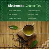 Naturalebio japanskt Sencha-te - 200 g Ekologiskt grönt te - 100% rent och naturligt Sencha-grönt te - lösa blad från första skörden - ekologisk produkt odlad i Japan