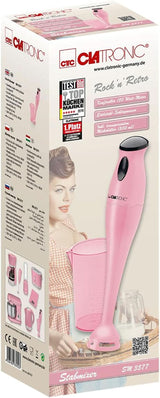 Clatronic Stabmixer/Pürierstab/Blender/Stab-Mixer/Stick/Mixstab SM 3577; Edelstahl-Schlagmesser; Für Smoothie, Kürbispüree, Babybrei, Milchshake; Mit Mixbehälter (500 ml); 180 watt; Rosa kök Naty Shop