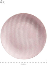 MÄSER Kitchen Time II, Servisset för 4, Kombinationsservice med 16 stycken i pastellfärger med subtilt mönster, Porslin, Rosa