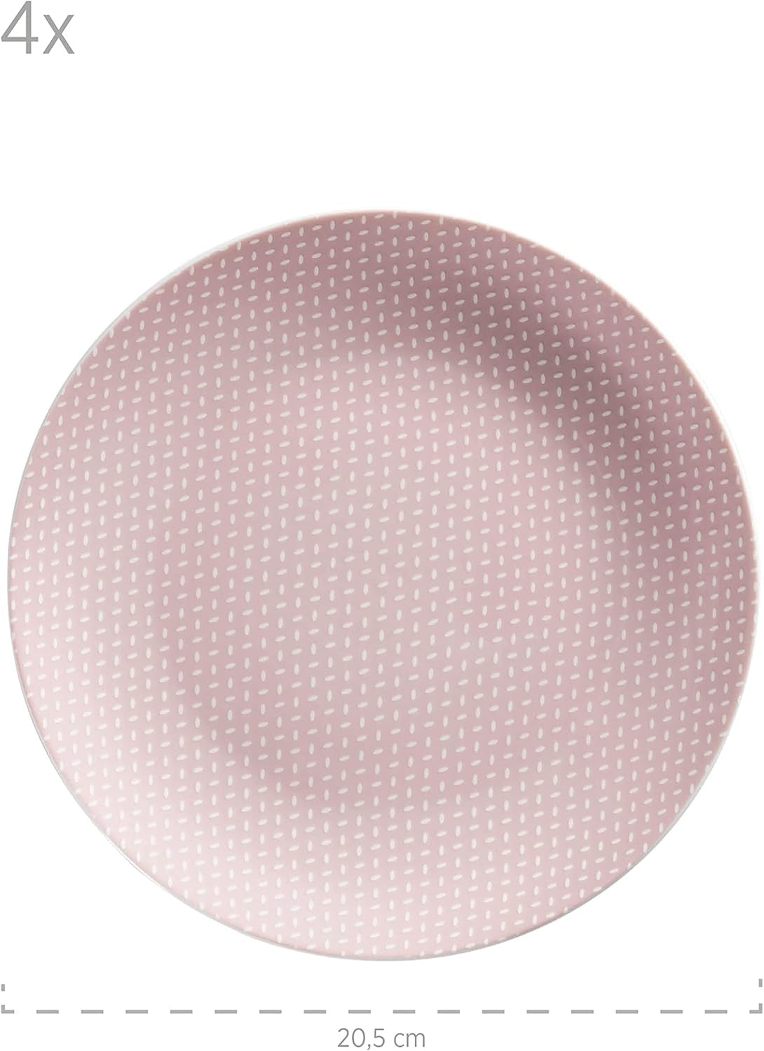 MÄSER Kitchen Time II, Servisset för 4, Kombinationsservice med 16 stycken i pastellfärger med subtilt mönster, Porslin, Rosa