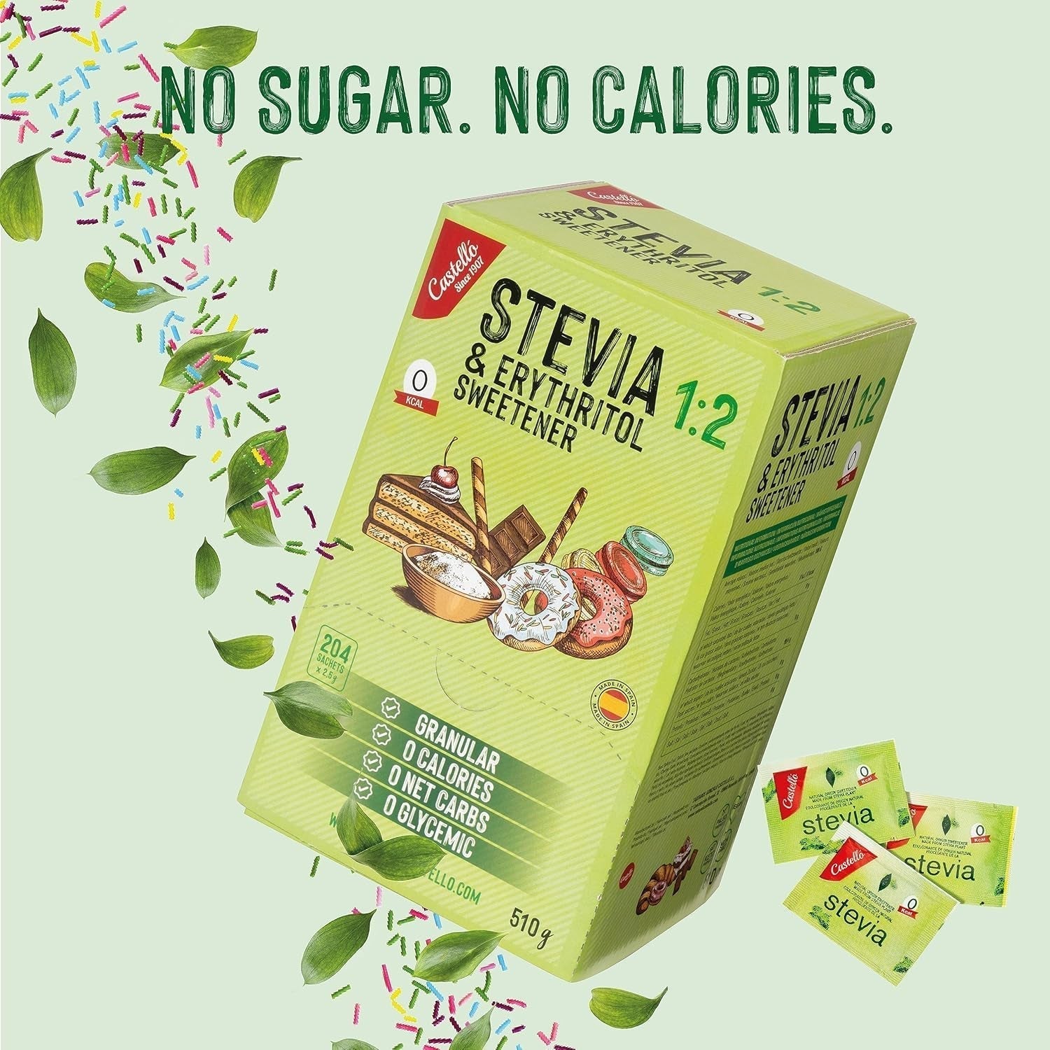 Stevia + Erythritol 1:2 Süßstoff | 204 Myth Bag 2,5 G | 100% Natürlicher Zuckerersatz - 0 Kalorien - 0 Glykämischer Index - Keto Und Paleo - 0 Kohlenhydrat - Kein GVO - Castello sedan 1907-510 G Sweeteners Naty Shop