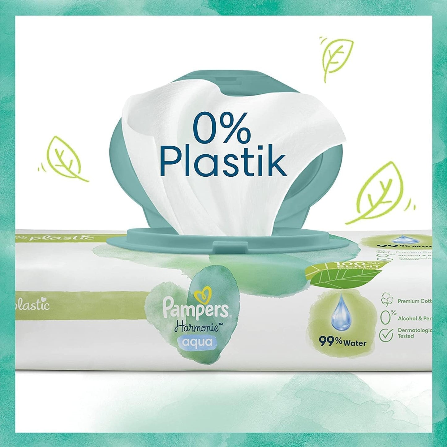 Harmonie Aqua Babyblöjset storlek 1 (2-5 kg, 180 st), storlek 2 (4-8 kg, 240 st), Half Moon Box och Aqua Baby Wipes, 720 Wipes (15 x 48), Baby Starter Kit