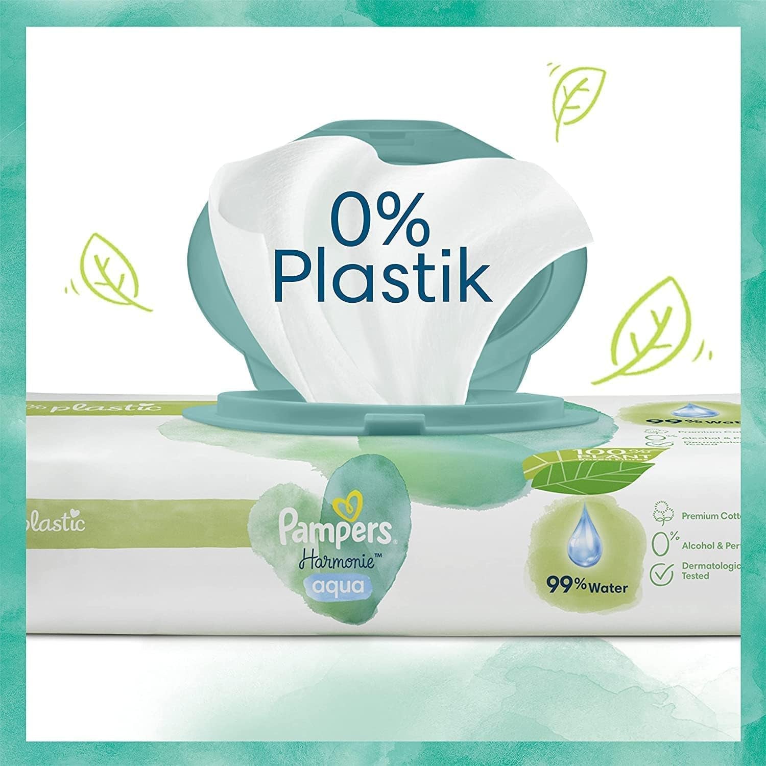 Harmonie Aqua Babyblöjset storlek 1 (2-5 kg, 180 st), storlek 2 (4-8 kg, 240 st), Half Moon Box och Aqua Baby Wipes, 720 Wipes (15 x 48), Baby Starter Kit