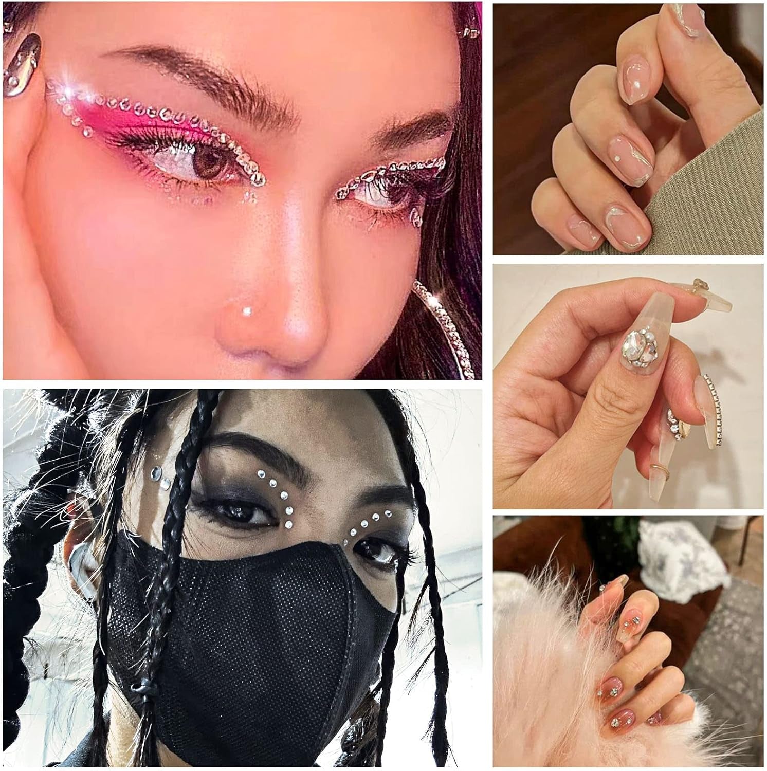 Beadsland 2500st Glas Nailart Strasssteine ​​​​Kristall Flatback Edelsteine ​​​​Runde, ​​Für Handwerk Gemischt 8 Größen SS4 ~ SS30 Mit Picking Pinzette Und Stift (Kristall Weiss)