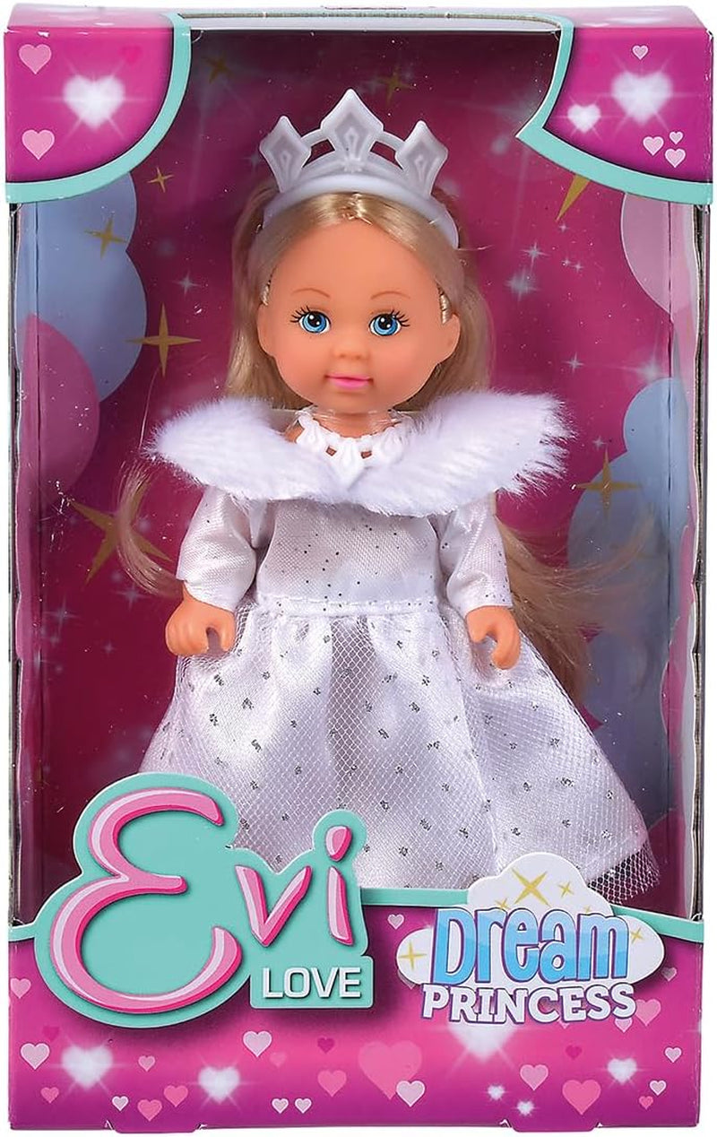 Simba Evi Princess of Love's Dreams, lekdocka i en drömmande vinterklänning med pälskant och glitterelement, 12 cm, 3 år och uppåt