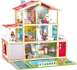 Hape dockvilla 10-rums dockhus i trä Kreativt rollspel inklusive möbler och tillbehör Pedagogisk leksak för åldrarna 3 och uppåt