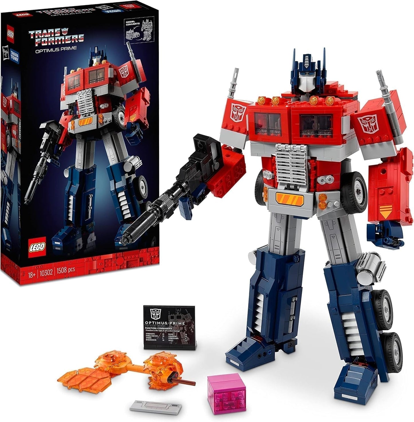 LEGO 10302 Ikoner Optimus Prime Set, 2-i-1 robotfigur och lastbilsmodell, Transformers Toy Model Kit för vuxna, födelsedags- eller julklapp för män, kvinnor, henne och honom Byggset Besuche den LEGO-Store Enkelsäng