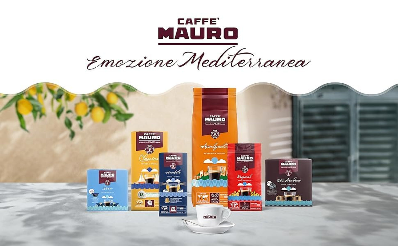 Caffè Mauro Torrefazione Kaffeekapseln Espresso Original, Intensität 10/10-50 Kapsel aus Aluminium - Kompatibel med Nespresso* Haushalts-Espressomaschinen - Hergestellt i Italien